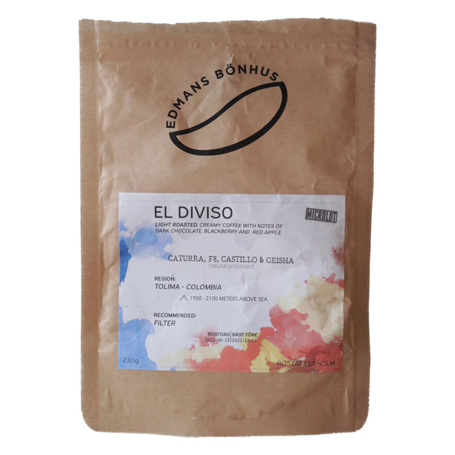 Image of a coffee packaging from the roastery Edmans Bönhus for the coffee named El Diviso