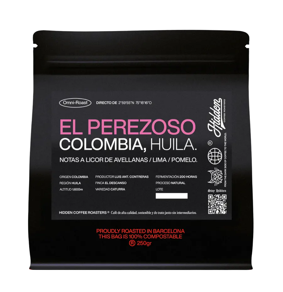 Image of a coffee packaging from the roastery Hidden Coffee Roasters for the coffee named El Perezoso