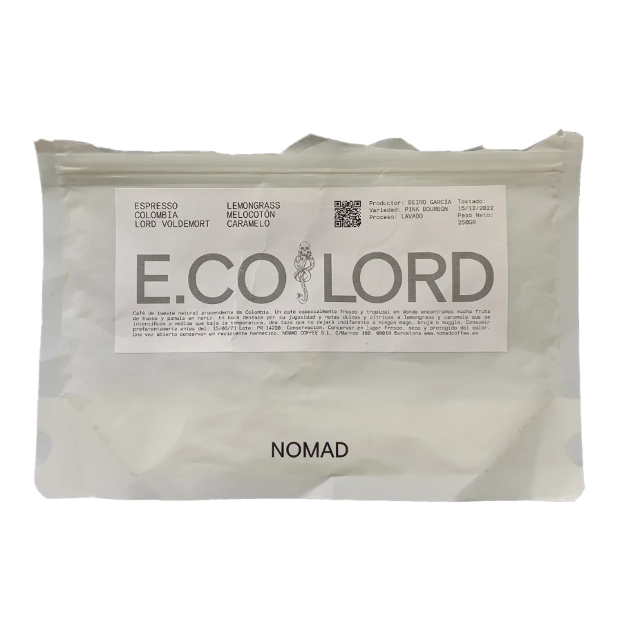 Image of a coffee packaging from the roastery Nomad Coffee for the coffee named Lord Voldemord