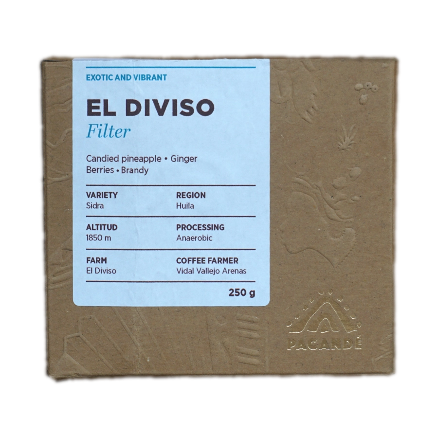 Image of a coffee packaging from the roastery Pacandé for the coffee named El Diviso