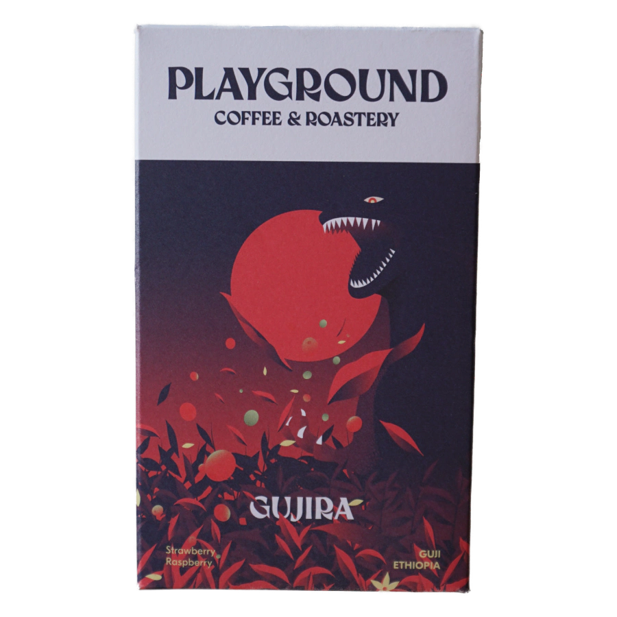 Image of a coffee packaging from the roastery Playground Coffee & Roastery for the coffee named Gujira