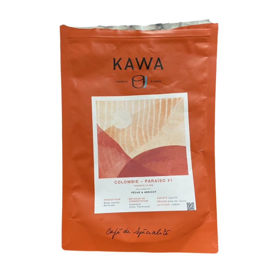 Image of a coffee packaging from the roastery KAWA for the coffee named Colombie - Paraíso #1